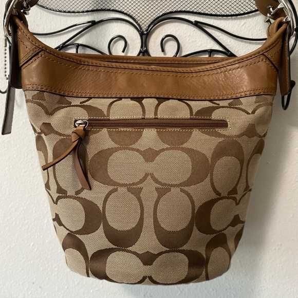 Coach Hobo Tote/Bucket Handbag Signature Canvas Brown/Tan - Picture 3 of 11